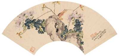 居廉 庚子（1900） 秋虫图 扇片